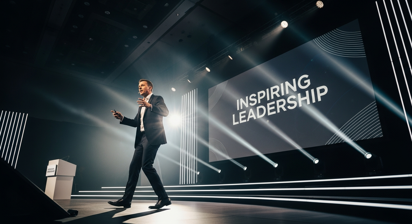 Steve Lowisz under spotlight on stage