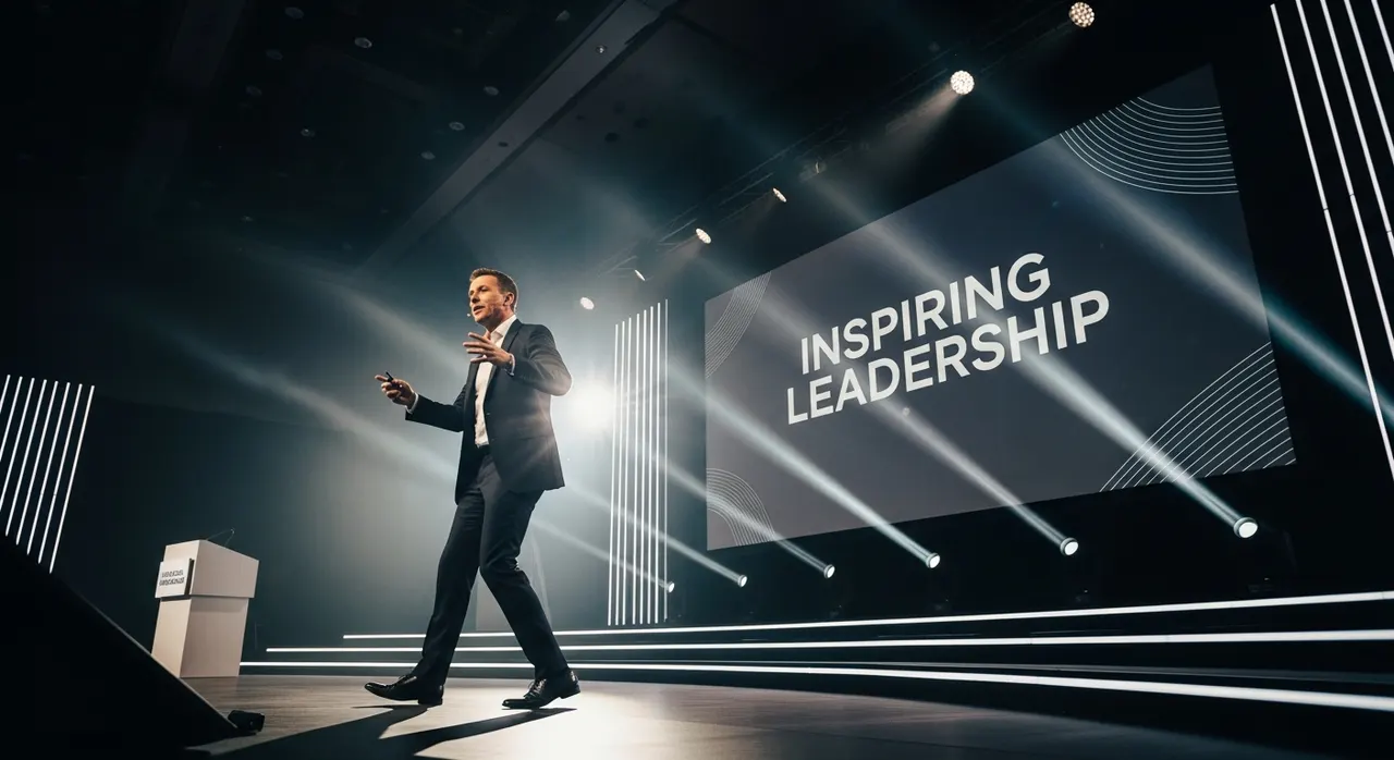 Steve Lowisz under spotlight on stage