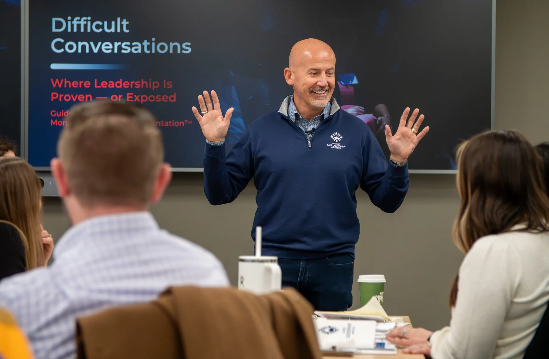 Steve Lowisz leading a leadership workshop on difficult conversations